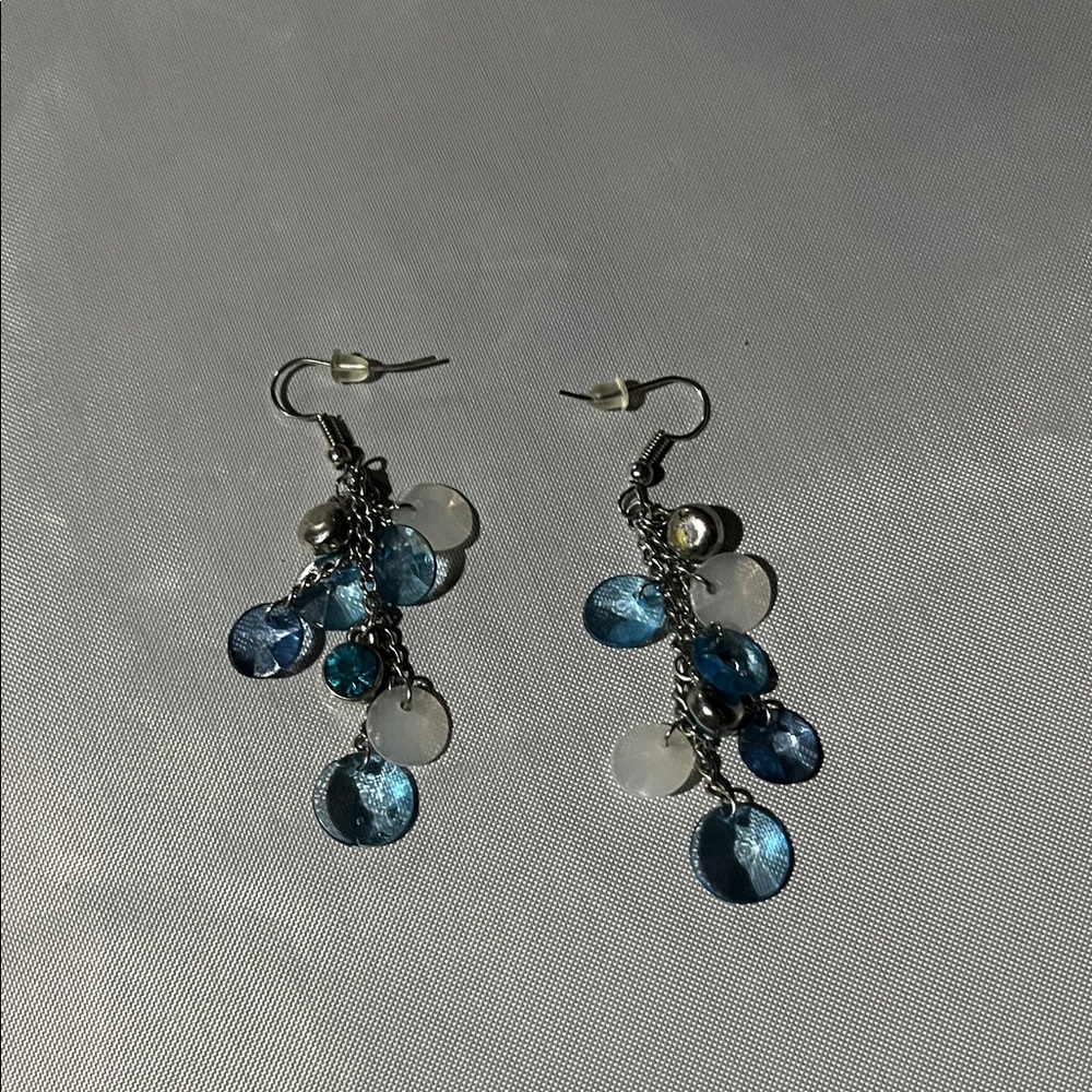 Elegant Blue and Silver Dangle Earrings